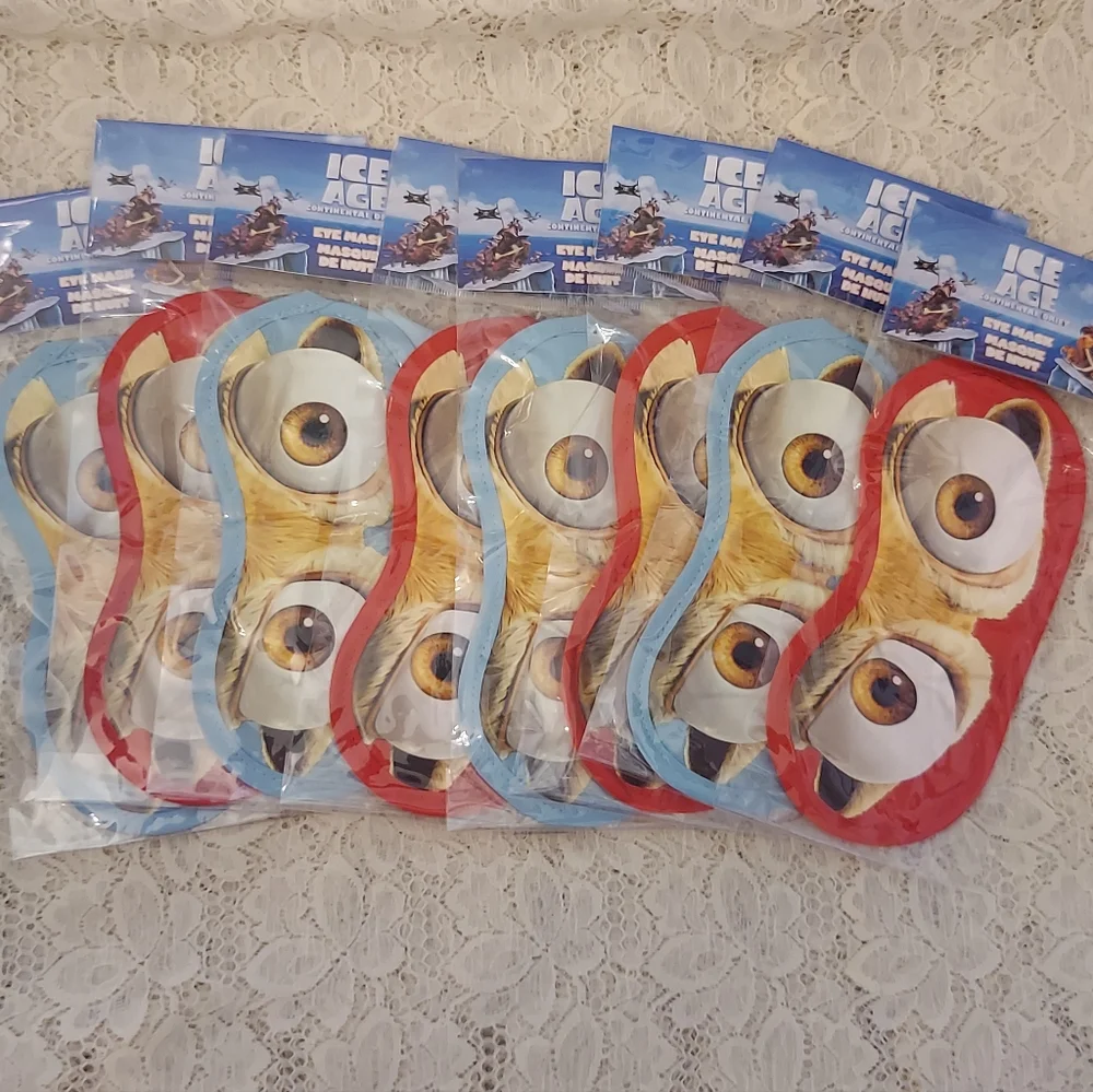 8 Ice Age Eye Mask Blue and Red Scrat Eyes from Continental Drift New in Package